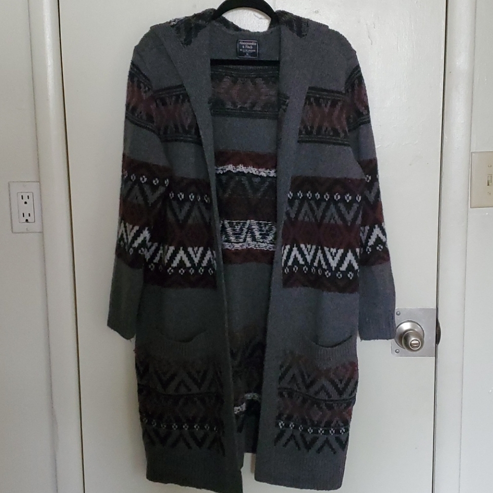 Abercrombie &Fitch Fair isle Open Cardigan w/ hood